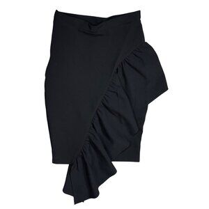 Karlie Pencil Skirt Black Ruffle Detail Stretch M Medium